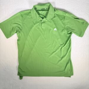 Adidas Green Short Sleeve Polo Shirt Mens Large‎ Climalite Golf Slits bilaterial